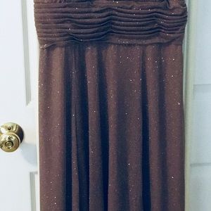 Formal full length beaded dress in light plum.